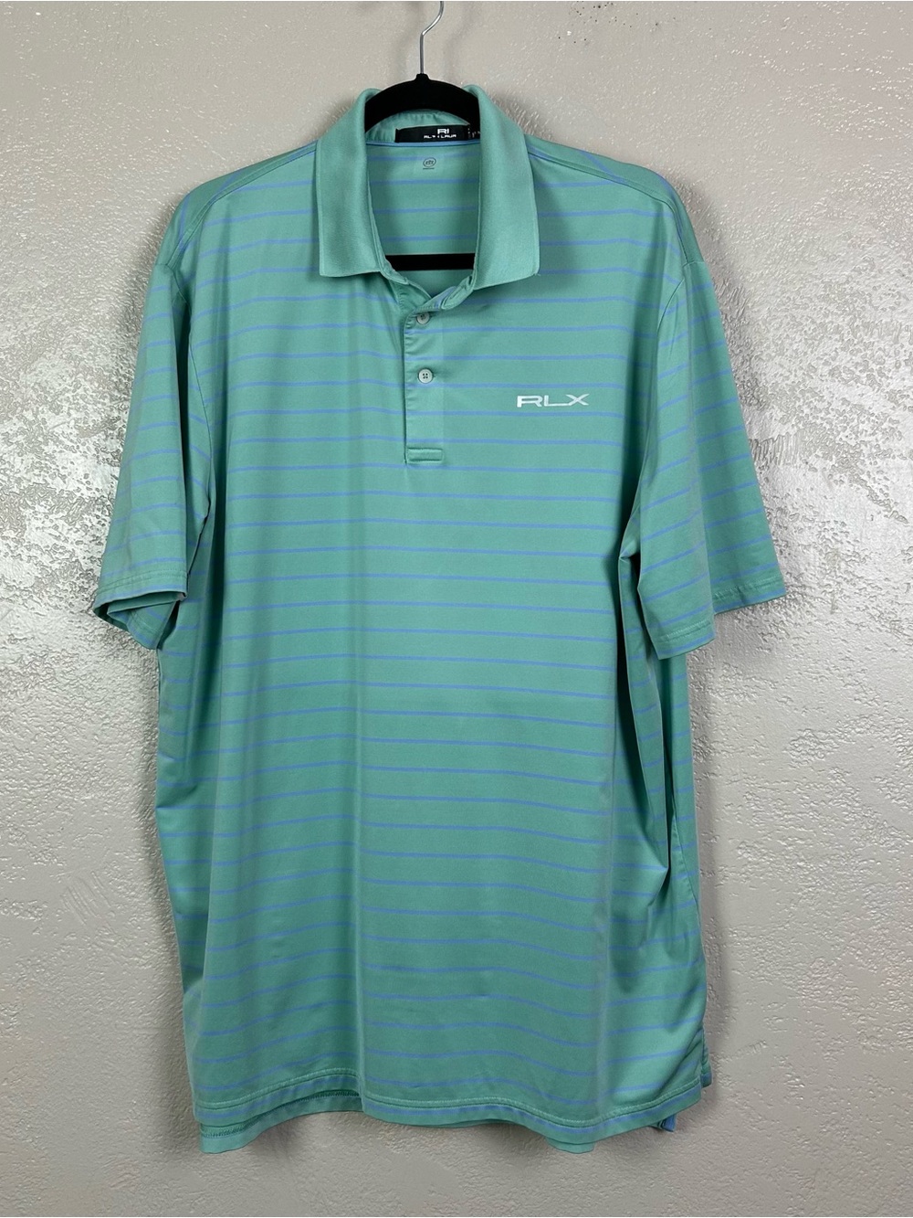 Ralph Lauren RLX Mint Green Polo with Light Blue Stripes